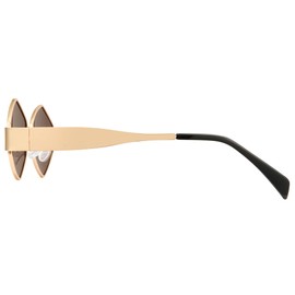 Cyxus Polarized Sunglasses for Women Men Polygon Frame Sun Glasses UV400 Protection Stainless Steel Frame Brown Gold