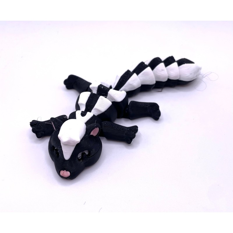 3D Printed Flexible Articulating Joints Figurine Animal Skunk and Tree