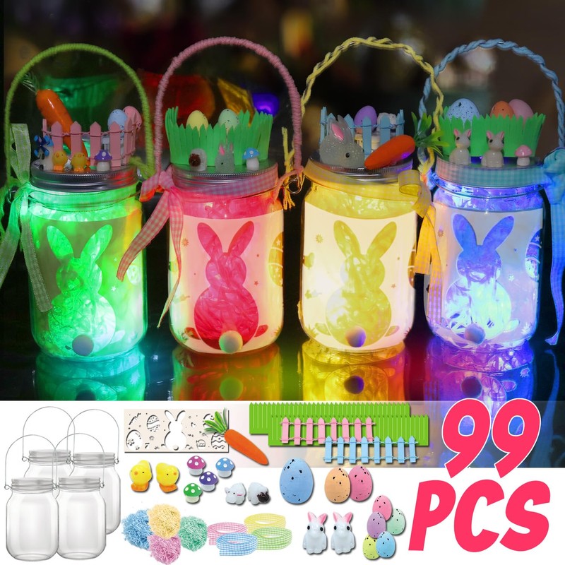mishunyus 4 Pack Light Up Easter Craft Kit, DIY Easter