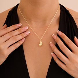 Plenky Gold Necklace for Women-14K Gold Plated Conch Shell Necklace Beachy Jewelry for Women Gifts