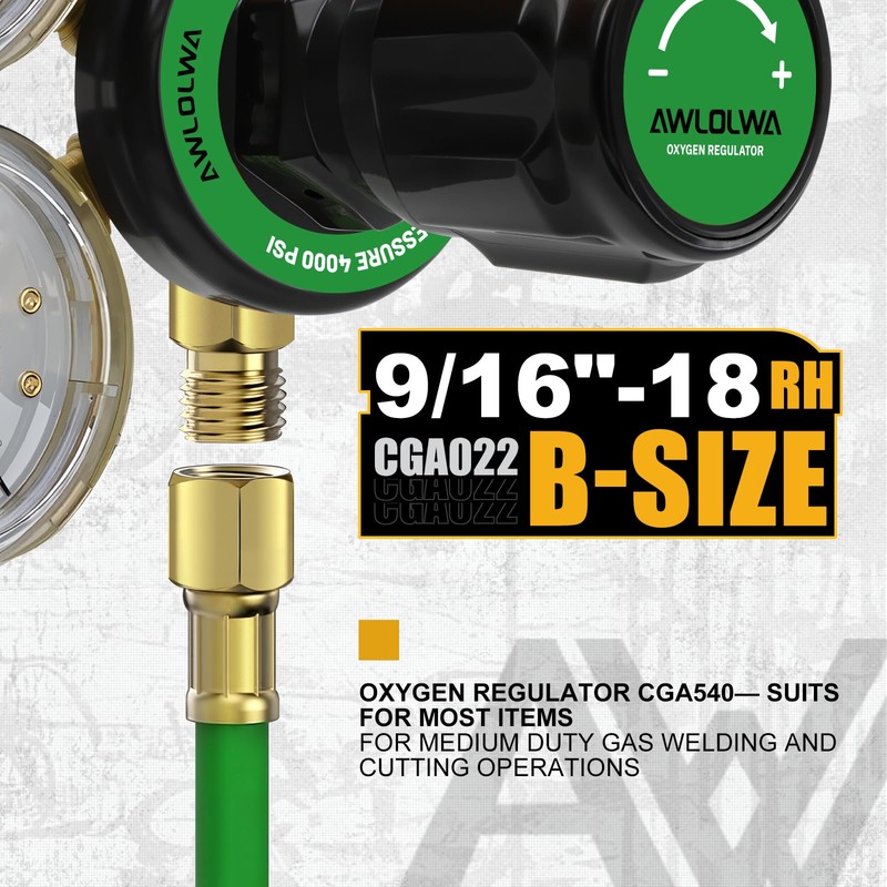 AWLOLWA Oxygen & Acetylene Regulators - Compatible with Medium Duty