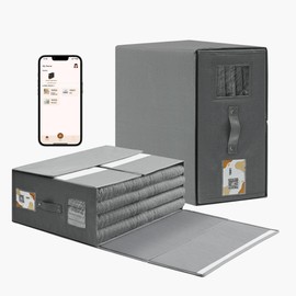 tidytech 2 Pack Large Sheet Organizers and Storage with Smart Labels,Oxford Cloth Foldable Bed Sheet Organizer Storage Box with Window for Home Storage Blanket Clothing Closet(Grey)