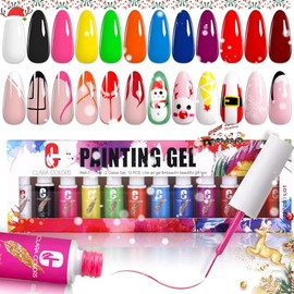 Clara Colors Semi-Permanent Nail Liner, 12 Colors Gel for Painting Lines, Wet Off UV/LED Nail Polish, for Nail Art Salon Manicure Gifts