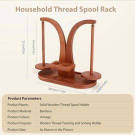 Magnetic Wooden Yarn Holder – Double Spindle Rotating Yarn Spinner with Anti-Slip Pads, Detachable & Portable Yarn Ball Stand for Knitting & Crochet – Gift for Craft Lovers (Light Color)