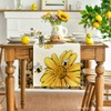 Artoid Mode Beige Bee Sunflower Table Runner, Seasonal Spring Summer