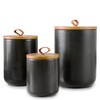 Tenforie Black Canister Sets for Kitchen, 3pcs Ceramic Canisters with