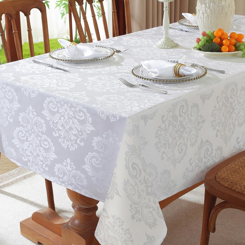 SASTYBALE White Table Cloth Rectangle Tablecloth (60"x84")