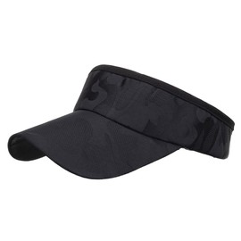Buzz Selection CAP395 Visor, Sun Visor, Camouflage Pattern, Hat, Running, Sunshade, Brim, Flexible, Men's, Women's, Black