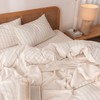 Striped Cotton Duvet Cover Set Linen Feel Queen