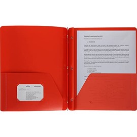 Business Source 3-Hole Punched Poly Portfolios, Red (20887)