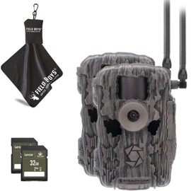 Stealth Cam Fusion MAX Dual Sim 36MP Photo & 1080P HD Video, 0.35 Sec Trigger Speed, App-Controlled Hunting Cellular Trail Camera, AT&T & Verizon (2 PK), 32GB SD Cards & Microfiber Cleaning Cloth