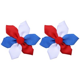 Independence Day Hair Bow Clips 3.15 Inch Patriotic Flower Hairpins Grosgrain Cute School Hair Accessories for Teens Girls, Red&White&Blue