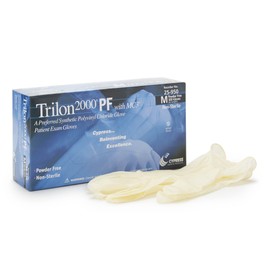 Trilon 2000 PF with MC3 Vinyl Exam Gloves, Powder-Free, Latex-Free, Non-Sterile Medical Gloves - Ivory, Size Medium, 100 Count, 1 Box