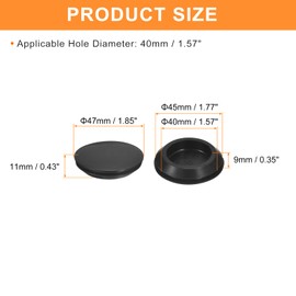 Uxcell Silicone Plugs - 1Pcs Rubber Round Snap in Locking Hole Stoppers, Waterproof Hole Plugs for 40mm Metal Tube, Furniture End Caps Inserts - Black