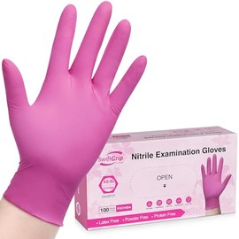 SwiftGrip SwiftGrip Powder-Free Nitrile Gloves, XL, 100ct Box - 3-mil, Disposable, Latex-Free, for Kitchen, Cleaning, Estheticians, Hair Stylist - Pink/Fuchsia