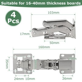 EFUTURETIME 4 x 175 Degree Hinges for Cabinet Doors, Adjustable, Soft Close Hinges, Door Hinge with 36 Screws, Furniture Hinges for Cabinet, Wooden Door