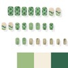 24Pcs St. Patrick's Day Press on Nails Short Square Green