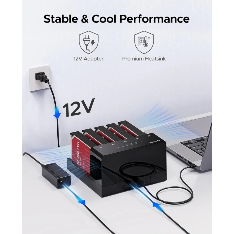 ORICO 5 Bay Hard Drive Docking Station Cloning 3.5SATA Enclosure