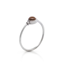 Koral Jewelry Tiger Eye Round Stone Delicate Ring 925 Sterling Silver Vintage Tribal Gipsy Boho Look US Size 5 6 7 8 9 (8)