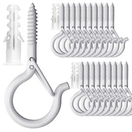 PlusRoc 20 Pack Christmas Light Hooks for Outdoor Seasonal Lighting Clips, 2.2 Inch White Q-Hanger Cup Hook Screw in Ceiling Hooks Eye Hook, Wall Deck Tree Fence Mount