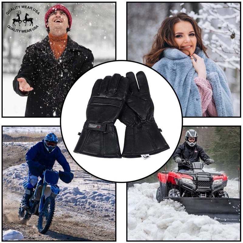 QUALITY WEARS USA Leather Motorcycle Gloves for Men - Leather