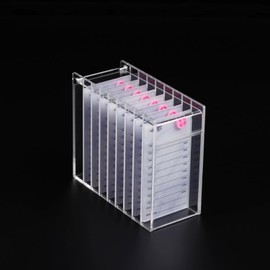 LIXIMMAZN Acrylic Transparent Eyelash Storage Box, 8 Layers False Eyelashes Glue Pallet Holder Display Grafting Eye lashes Extension Close-Packed Display with 8 Pallets Clear Makeup Organizer (White)
