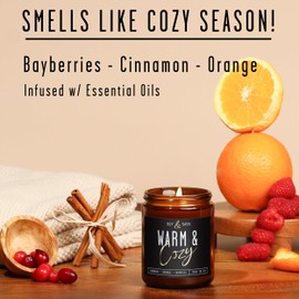 Christmas Candles, Fall Candles, Warm and Cozy' Soy Candle I Berries, Apple & Cinnamon I Infused w/Essential Oils I Warm n Cozy Home Dcor I Winter Candle I Holiday Candles I 50Hr Burn I USA Made