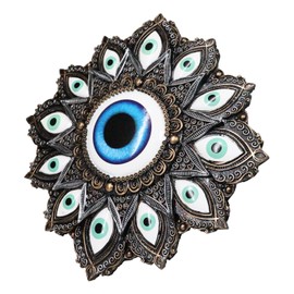 Ebros Gift Auspicious Evil Eye Of Providence With Geometric Sacred Symbols And Scrollwork Tapestry Decorative Wall Plaque 11.25" L Good Fortune Talisman Accent Figurine