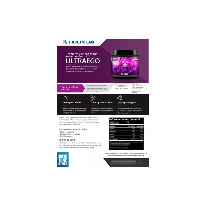 Pre Entreno Ultra Ego Holix Lab 30 Serv Todos Los