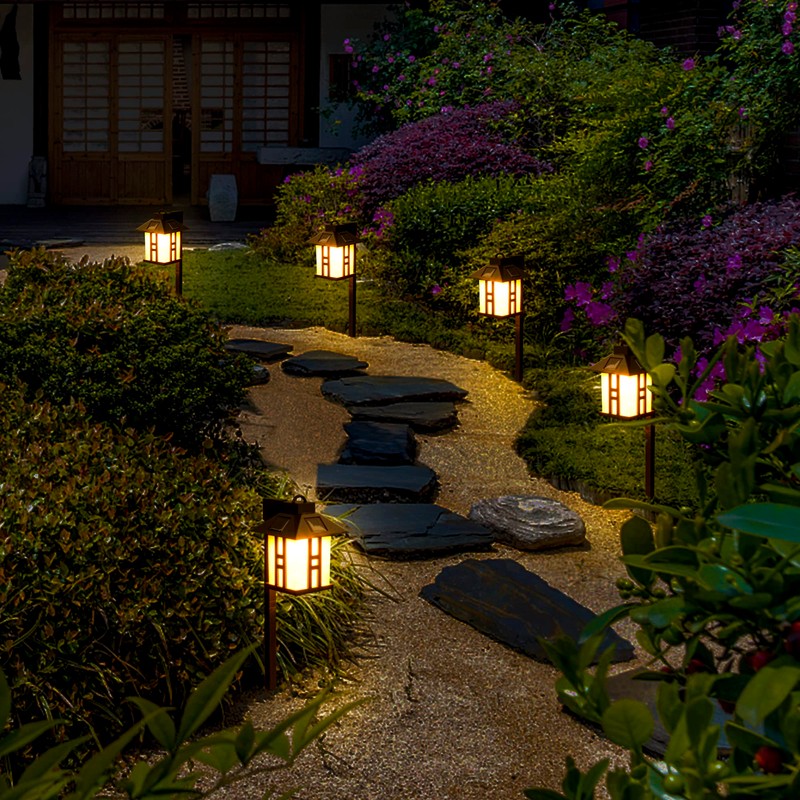 GIGALUMI Japanese Decor Solar Lights for Outside, Pathway Lights 4