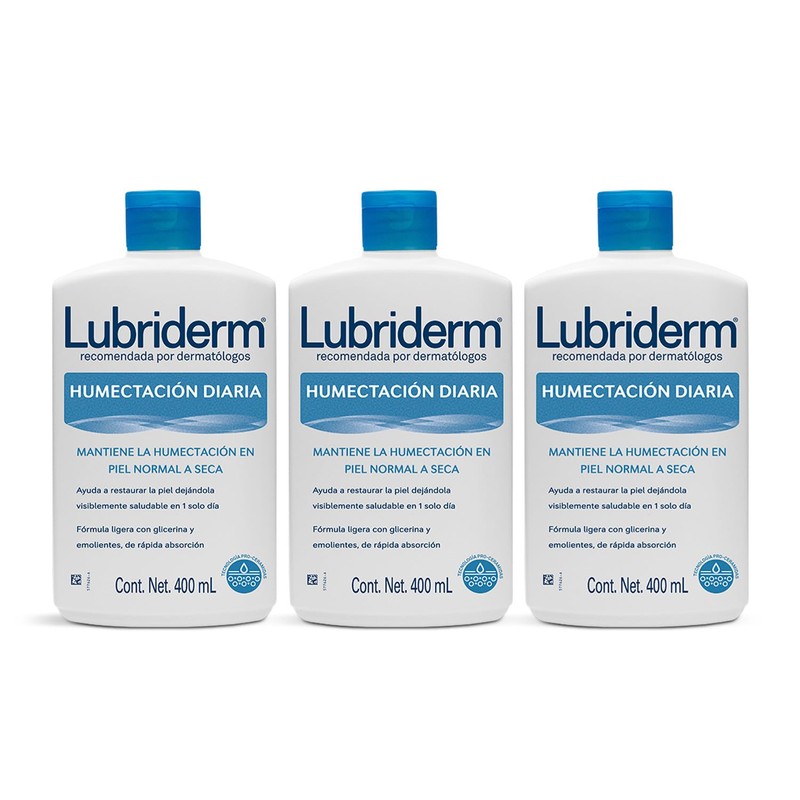 Lubriderm Crema Corporal Humectacion Diaria 400ml - Paquete de 3