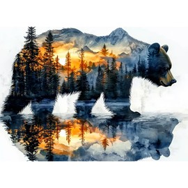 AIRDEA Scenery Diamond Art Painting Kits,5D Diamond Art Kits,Bear Landscape Diamond Dots for Adults,Peinture Diamant Kits for Adults,30x40 cmDiamond Painting Art Kits for Beginner