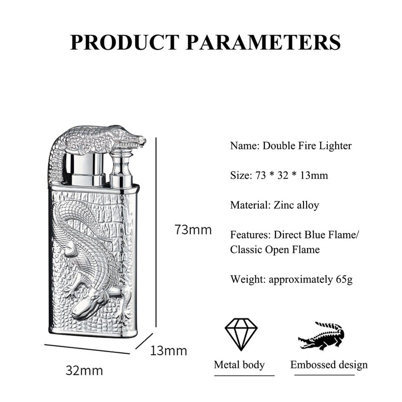 Magic Dual Flame Crocodile Lighter, Torch & Soft Flame Lighter,