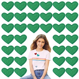 AKZYTUE - 50 parches para planchar de corazón pequeño, color verde oscuro, parches bordados para coser parches de corazón para ropa, chaquetas, mochilas, zapatos, decoraciones de reparación