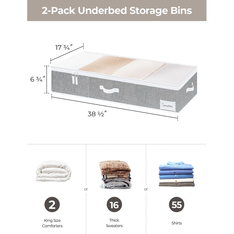 StorageWorks Extra Large Under Bed Storage Containers with Handles and