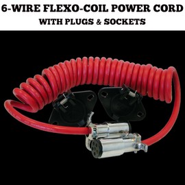 Roadmaster 146 Single Flexo-Coil 6-Wire Power Cord with Plugs and Sockets | Universal Fit | Water, Oil, & Chemical Resistant | Easy and Straightforward Installation with Instructions Included