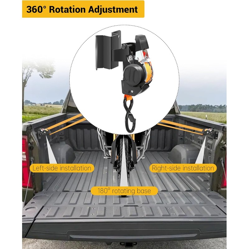 2PCS Dual-Pivot Retractable Truck Bed Ratchet Straps Compatible with Chevy
