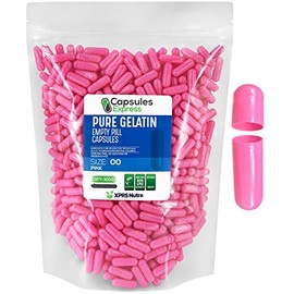 XPRS Nutra Size 00 Empty Capsules - 1000 Count Empty Gelatin Capsules - Capsules Express Empty Pill Capsules - DIY Capsule Filling - Fillable Pill Capsules Empty Gel Caps (Pink)