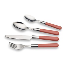 Echtwerk Bistro Cutlery Set with Plastic Handles, Camping Cutlery, Picnic Cutlery, Lightweight Travel Cutlery, Outdoor Cutlery for Outdoor Barbecue, Up to 4 People, 18/0 Stainless Steel, Pink