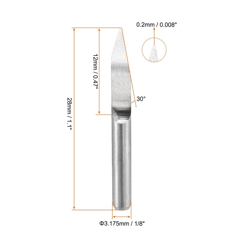 sourcing map Wood Engraving Bit Solid Carbide 3.175mm 1/8" Shank,