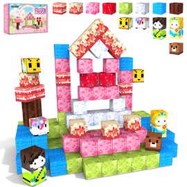 Magnetic Blocks - Build Mine Magnet World Unicorn Set for Kids Magnetic Tiles Building Blocks Cubes Toddler Toys Christmas Birthday Gifts Montessori Toys for 3+ Year Old Girls Boys Toddlers 54pcs