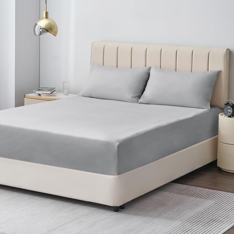 Aisbo Single Fitted Sheet Grey - Extra Deep Pocket Bed