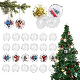Pack of 24 Christmas Baubles Acrylic Baubles Plastic Baubles 4 cm 4 cm Transparent Craft Baubles Christmas Tree Baubles Transparent Plastic Baubles Decorative Baubles Hanging Christmas Decorations