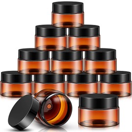 SATINIOR 36 Pieces Plastic Jars with Lids Round Leak Proof Airtight Container Cosmetic Small Empty Jars for Lotions Ointments Travel Toiletries Creams Make up Storage(1 oz,Amber)