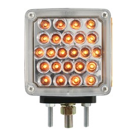Grand General 77620 Amber/Amber 4.5" Pearl Square Double Face LED Pedestal Light (for Truck/SUV/RV/Vehicle/Trailer)