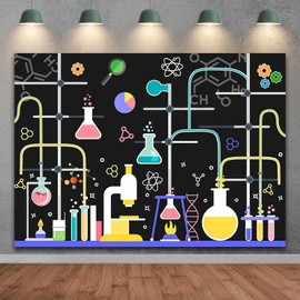 SADFA Science Lab Backdrop 7x5ft Chemical Science Party Decorations Mad Science Fun Scientist Birthday Party Banner School Classroom Deco Photo Booth Props