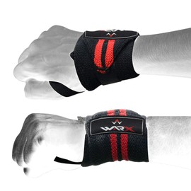WARX Power Weight Lifting Wrist Wraps Supports Muscle Building Performance Fitness Gym Training Fist Straps - Sold as Pair & One Size Fits All