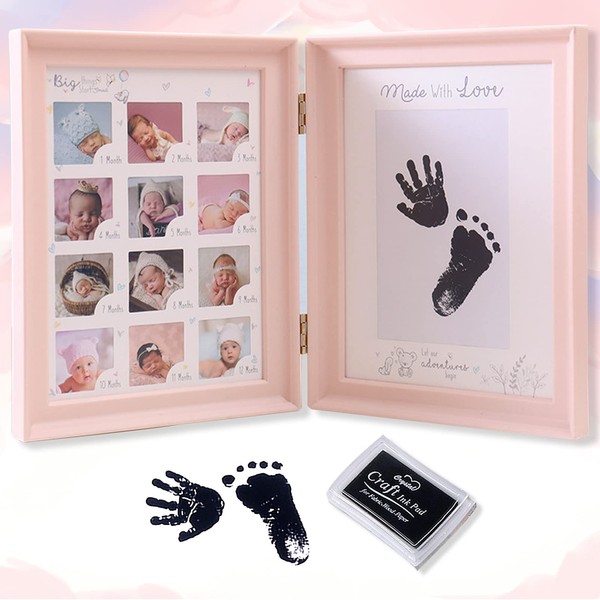 LEcylankEr Baby Handprint and Footprint Photo Album Baby Picture Frame