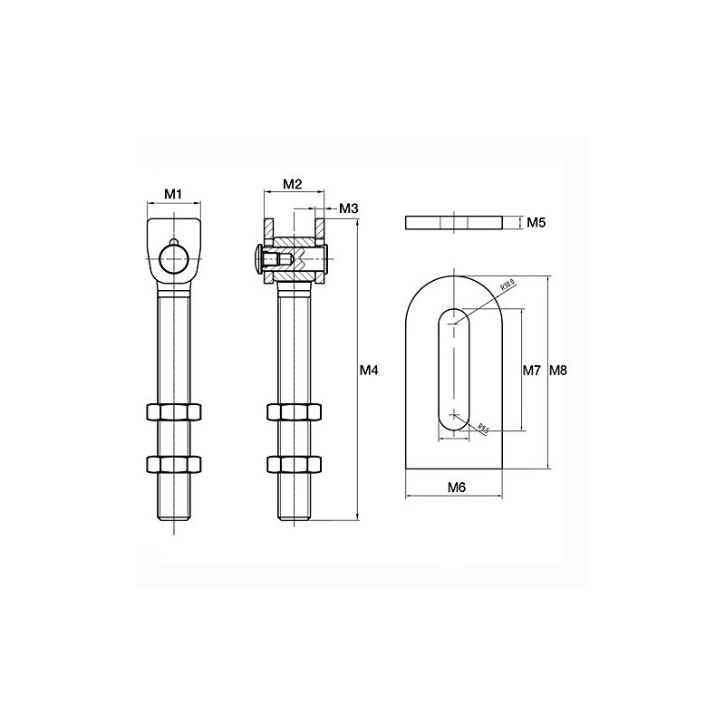SO-TOOLS® Gate Hinge M18 Open 185 mm with Weld-On Tab