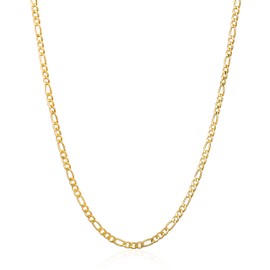 Barzel 18K Gold Plated Figaro Chain Necklace 2MM, 2.5MM, 3MM, 4MM, 4.5MM & 5MM for Women & Men (3MM, 16)